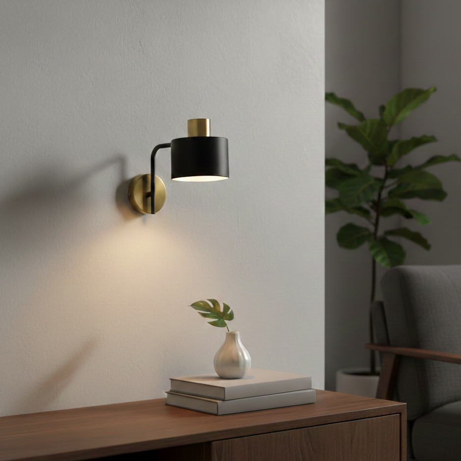Modern Black & Gold Wall Light Fixture