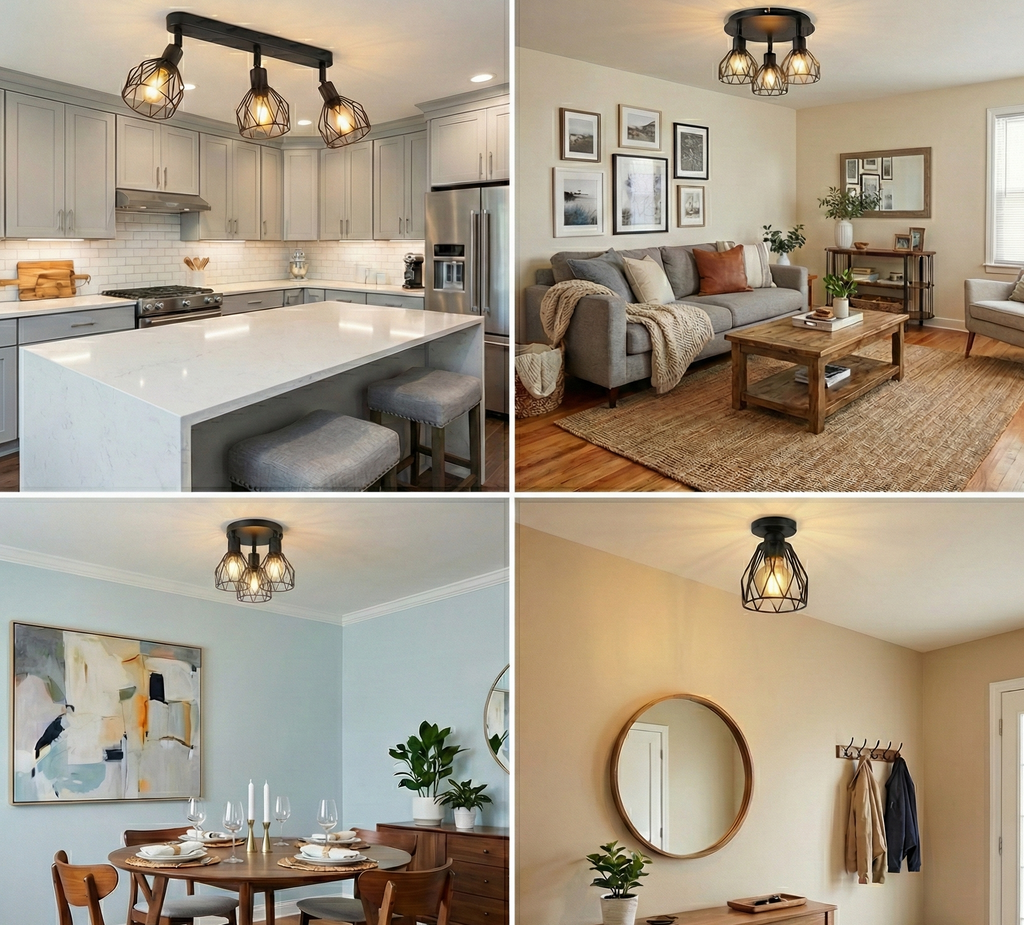 Black Iron LED Ceiling Light