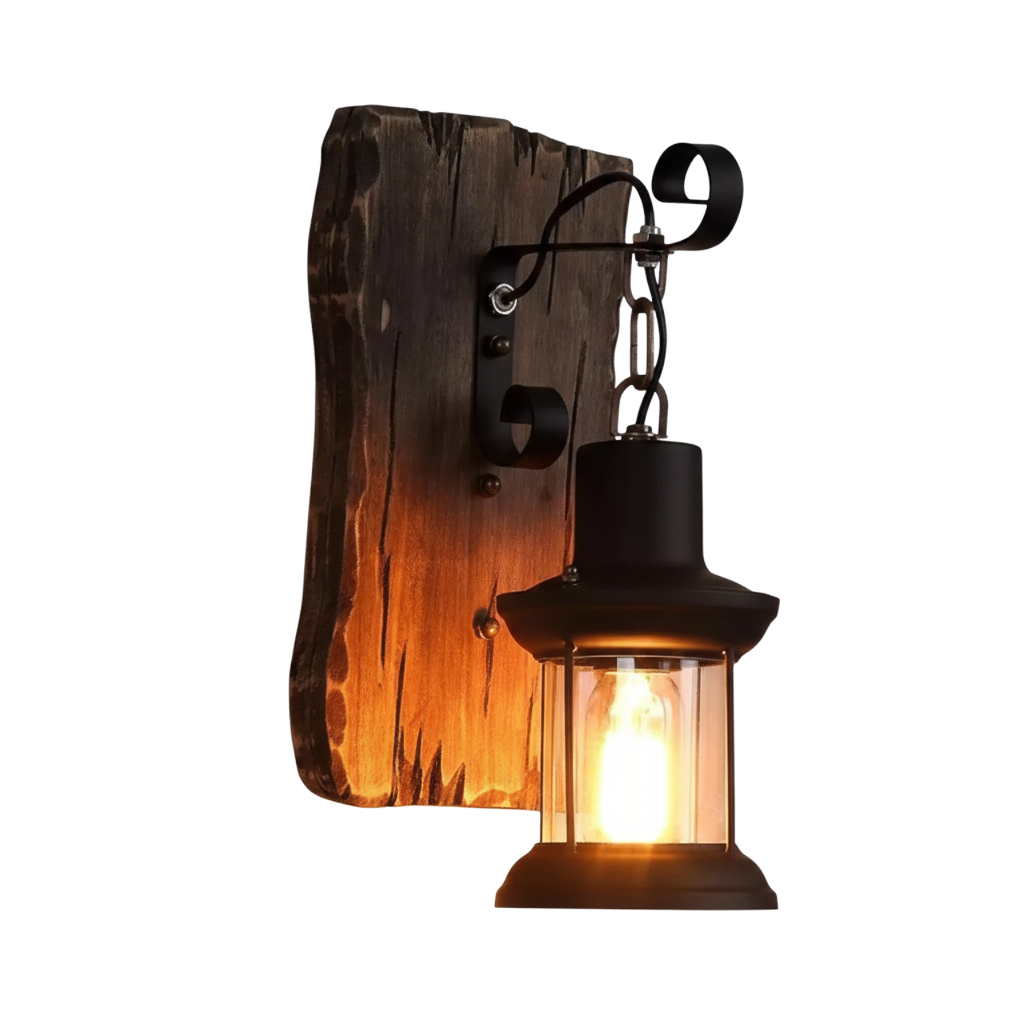 Industrial Wall Light - Wooden Cage