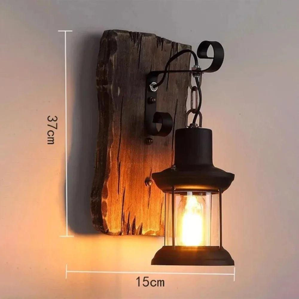 Industrial Wooden Cage Wall Light