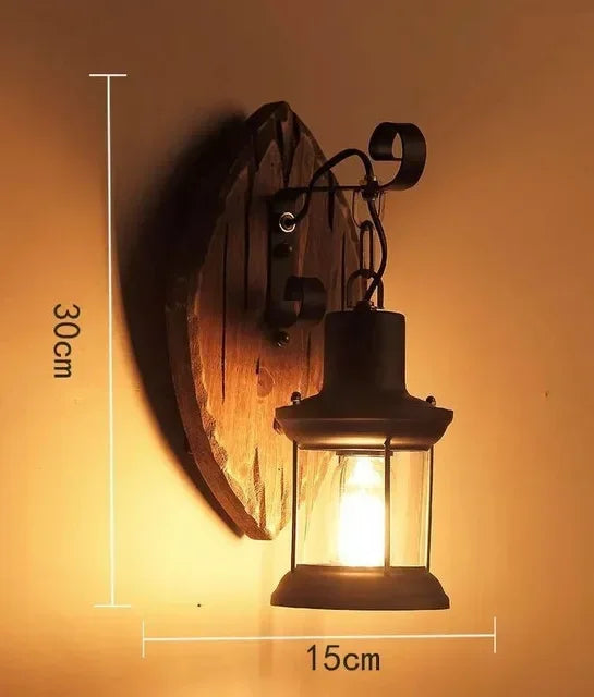 Industrial Wooden Cage Wall Light