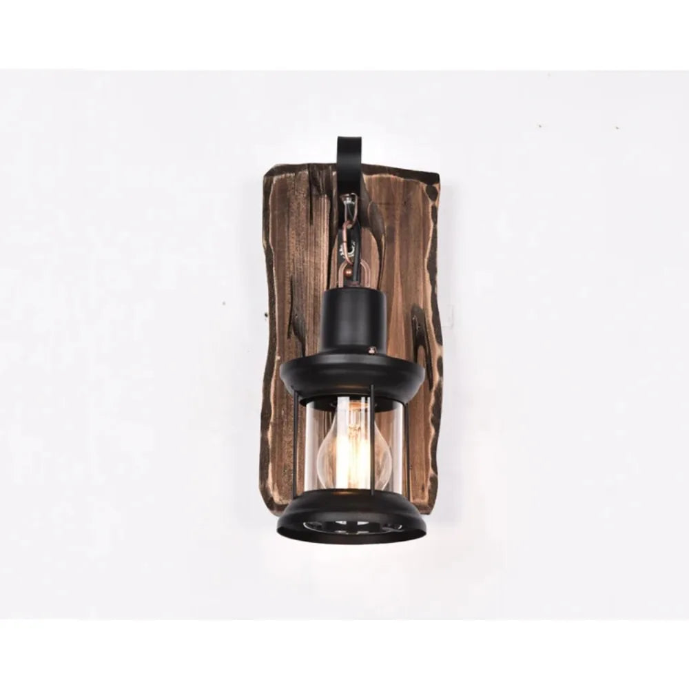 Industrial Wooden Cage Wall Light