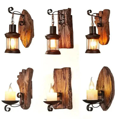 Industrial Wooden Cage Wall Light