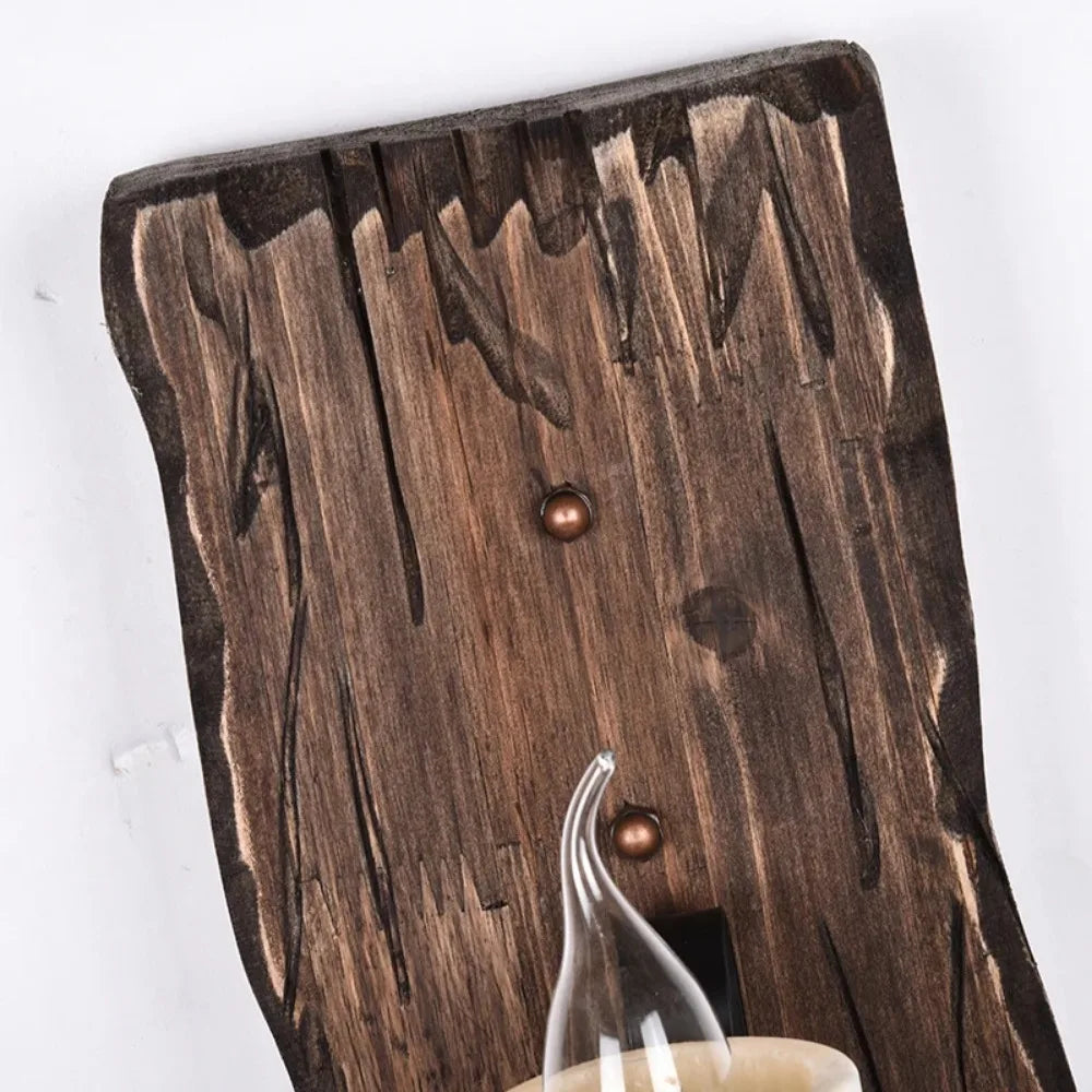 Industrial Wooden Cage Wall Light